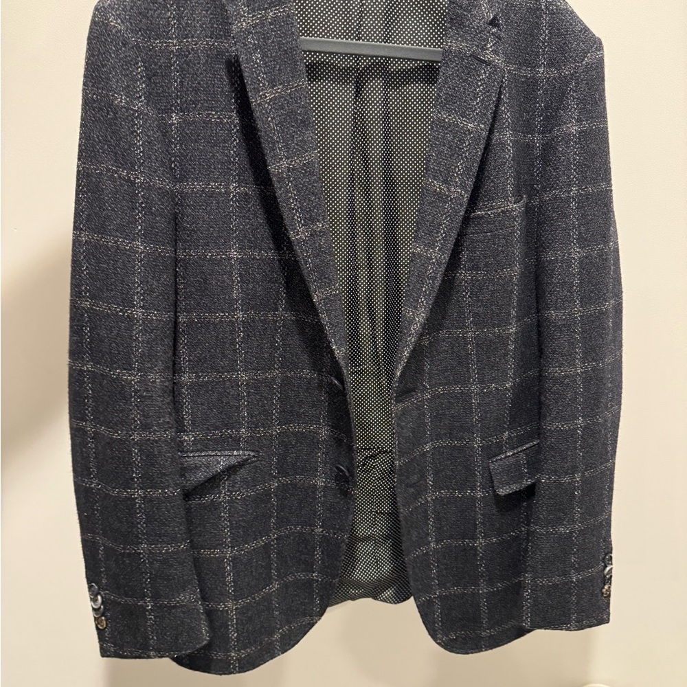 Men's Classic Gray Checkered Blazer